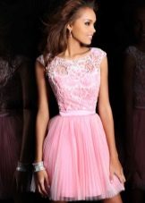robe rose avec top en dentelle