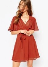 Robe courte en mousseline de terre cuite