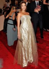 Robe longue de maternité en organza beige