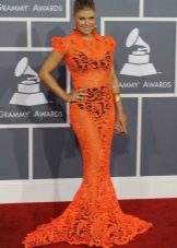 Robe longue sirène orange pour femme de type couleur Automne