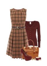 Robe à carreaux et accessoires pour femmes du type de couleur Automne