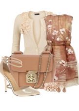Robe beige avec un imprimé et des accessoires pour femme du type de couleur Automne