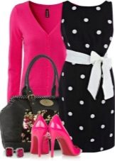Robe noire à pois et accessoires pour femmes pour le type de couleur Bright Winter