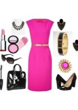 Robe rose et accessoires pour femme de type couleur Bright Winter