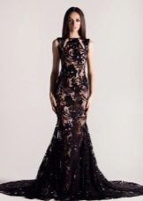 Robe en dentelle de sirène noire