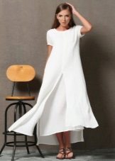 Robe longue en lin blanc