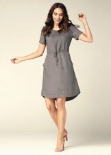 Robe en lin ajustée grise