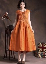Robe longue en lin orange