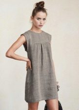 Robe courte en lin gris