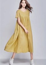 Robe Longue Moutarde En Lin