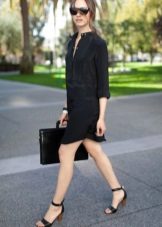 Chemise de ville noire coupe droite sans ceinture