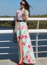 Chemise longue à fleurs