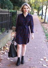 Robe chemise décontractée à carreaux