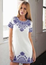 Robe droite en coton à imprimé ethnique