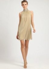 Robe courte festive beige à paillettes