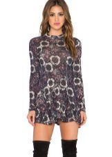 Robe tunique noire à manches