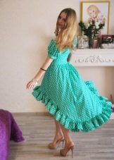 Robe menthe à pois blancs