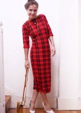 Robe fourreau à carreaux rouges et noirs (tartan)