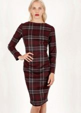 Robe fourreau en tartan marron gris (tartan)