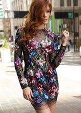 Robe courte imprimée à manches longues