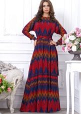 Robe longue avec motif abstrait krossno-bleu