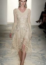 Robe en maille évasée beige