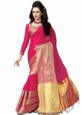 Saree indien rouge et rose