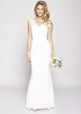 Gaine longue robe de mariée en dentelle