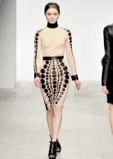 Robe en tricot avec cuir
