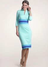Robe droite en maille turquoise