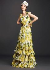 Robe d'été à volants jaune