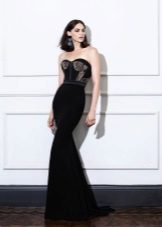 Robe sirène noire sans bretelles