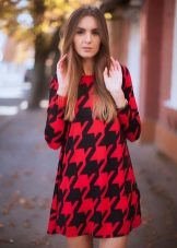 Robe pieds d'oie rouge et noir