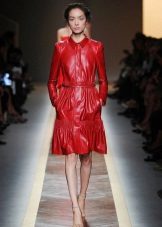 Robe chemise éco-cuir rouge