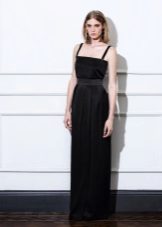 Robe en crêpe de Chine noire à bretelles