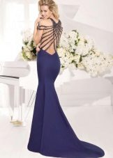 Robe sirène avec train bleu