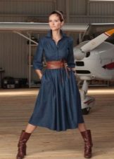 Robe d'hiver en jean a-silhouette