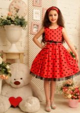 Robe élégante a-silhouette pois pour fille