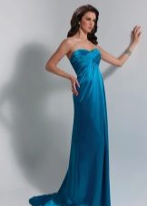 robe de soirée en satin aigue-marine