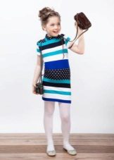 Robe tricotée festive à rayures pour fille