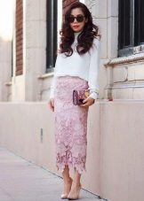 Jupe longue en dentelle Pencil - Look romantique