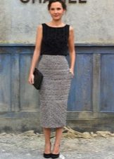 Crayon jupe longue en laine et élasthanne à taille haute