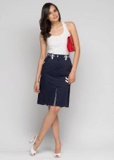 jupe crayon nautique mi-longue