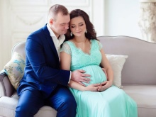 Robe turquoise pour séance photo enceinte