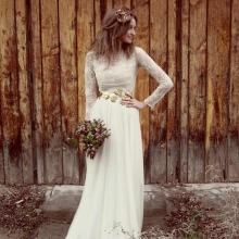 Robe de mariée rustique à manches longues