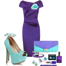 Robe violette à décor turquoise