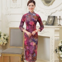 Robe qipao mi-longue avec manches 3/4