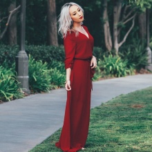 Robe longue en polyester pour l'automne et le printemps