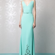 Robe de bal turquoise avec train