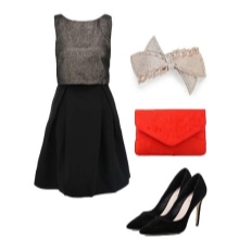 Robe avec une jupe noire et haut gris et accessoires pour les femmes avec la figure d'une poire